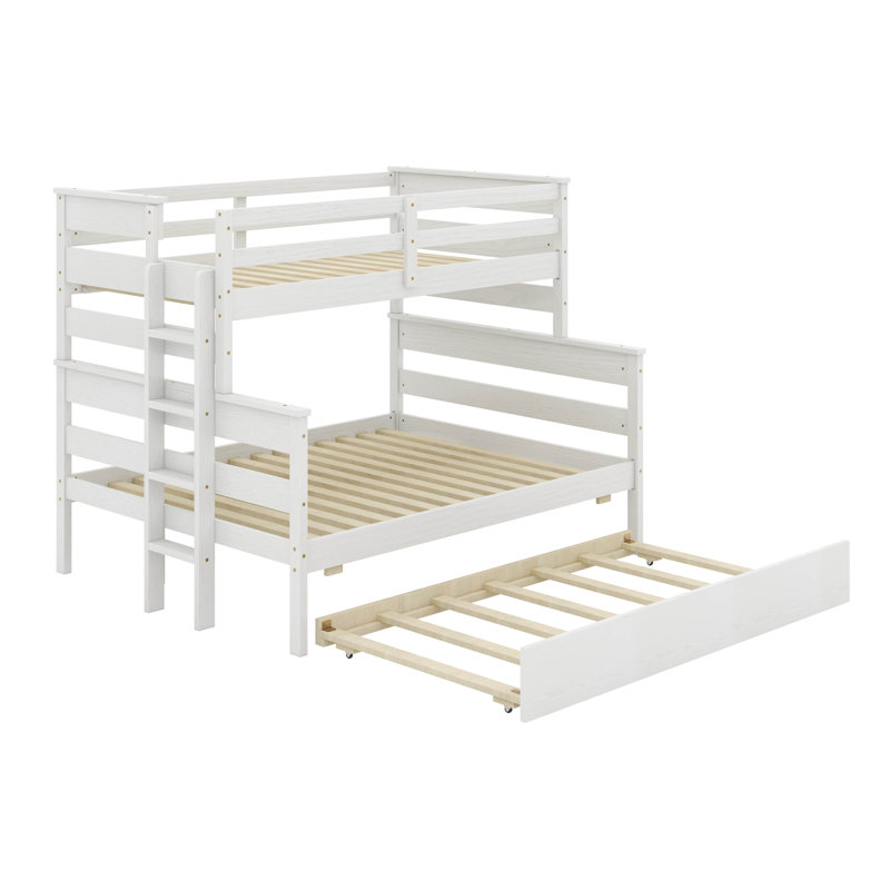 Twin Over Full Bunk Bed With Trundle, White