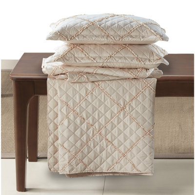 Fairdale Polyester Solid Colour Bedspread with Pillow Shams