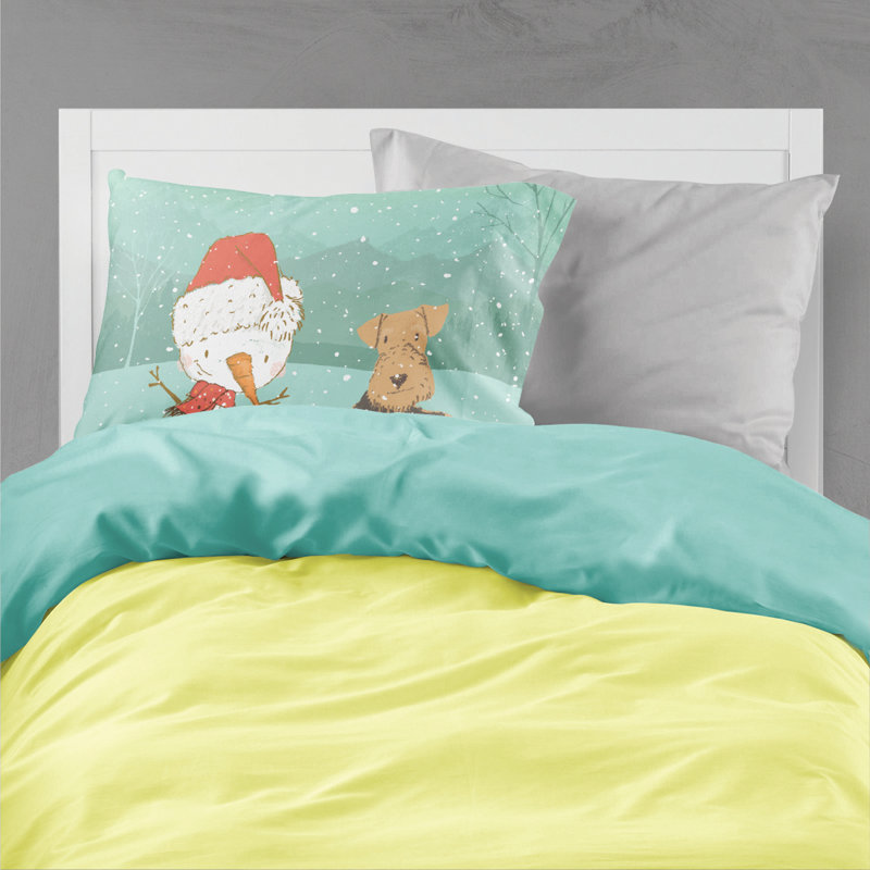 Snowman Christmas Microfiber, Airedale Terrier
