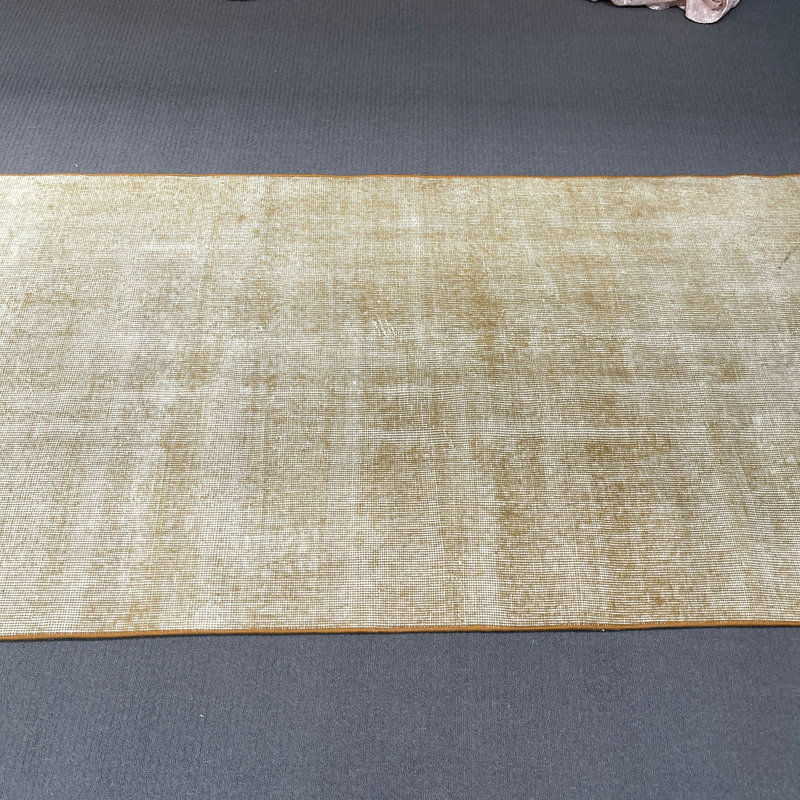 Tapis beige moderne en laine à patchwork 37,4 x 80,7 pouces