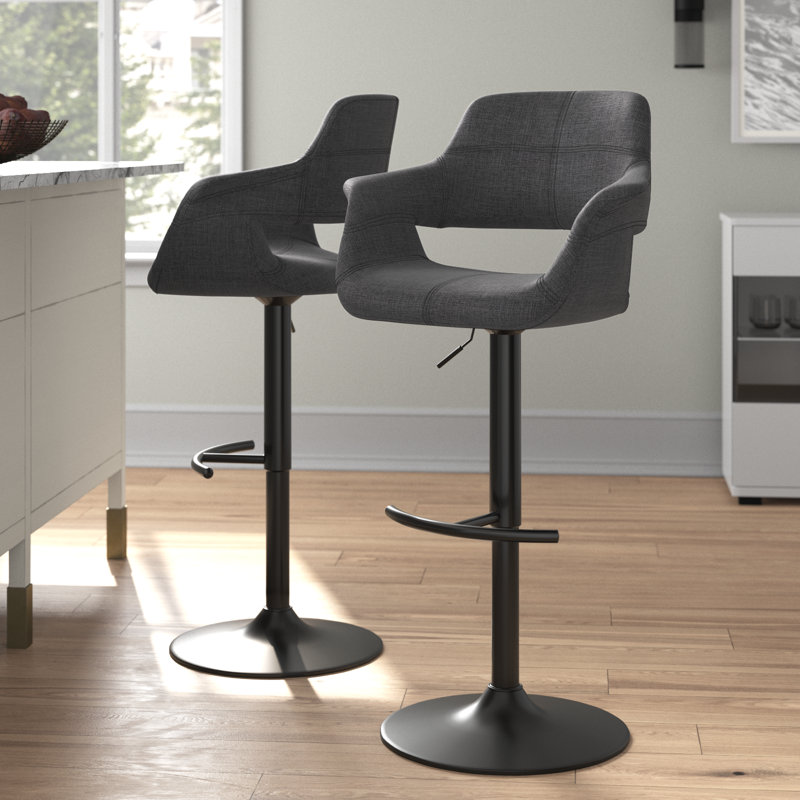Tabouret de bar pivotant réglable Lakyia, Gris anthracite, Black
