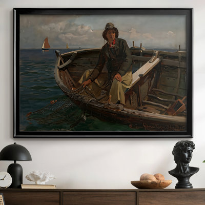 Fisher in a Rowboat, Göhren (Rügen)-Hans Gude-Framed Gallery Wrapped Canvas-1882