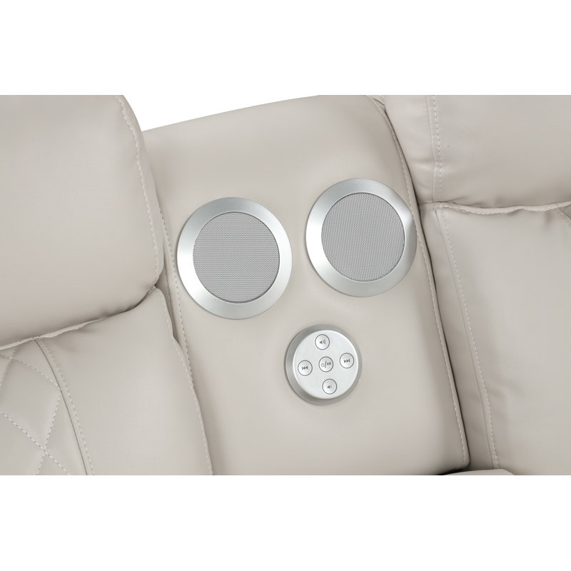 Canapé modulaire inclinable électrique Gattus, Similicuir beige