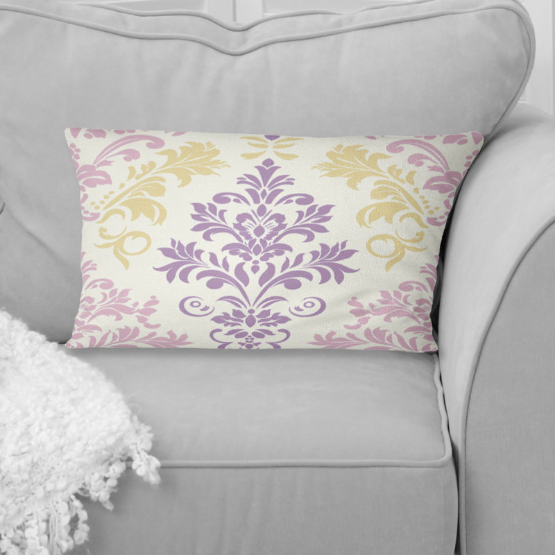 Coussin Damask Blush, H 12 po x l 20 po, Forme rectangulaire