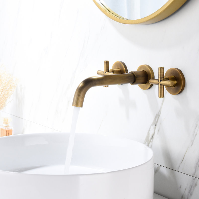 Bronze Wall Mounted Bathroom Tap - , Sleek, With Precise Water Temperature Adjustment Mount Faucet Construction, 7-Layer Surface Protection, Effortless Management