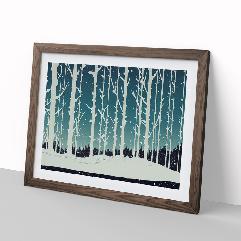 Intense Winter Forest Abstract - Framed Print, 46cm H x 64cm W x 2cm D, Walnut