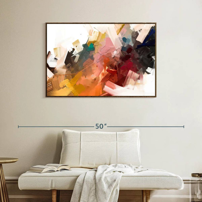 Large Giard Oil, Cadre flottant noyer, 40 po x 27 po
