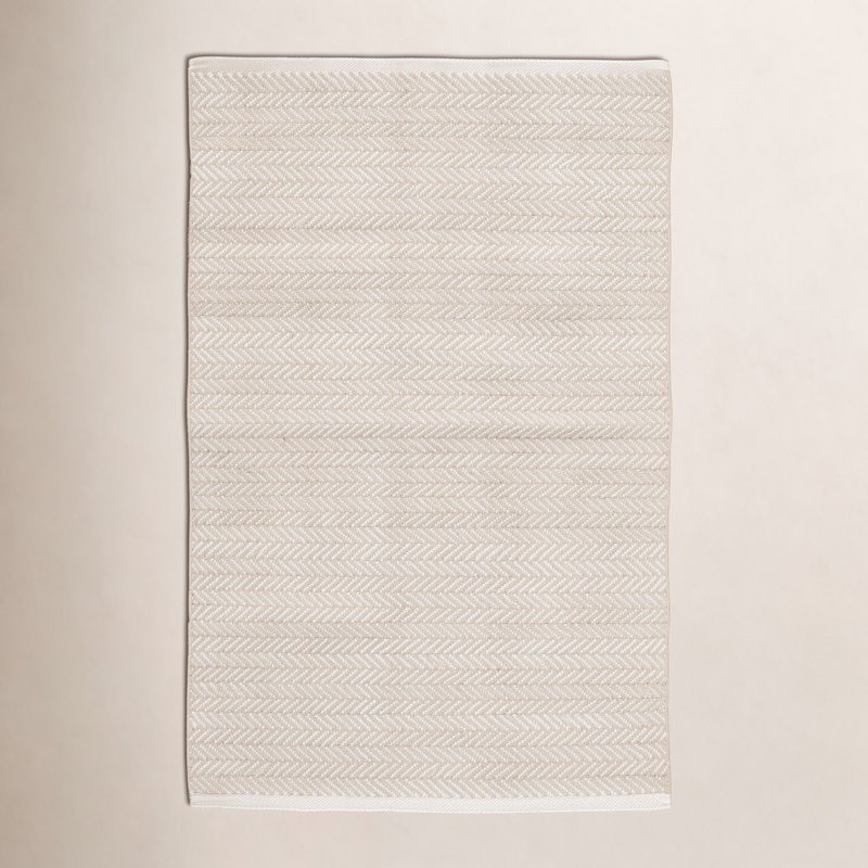 Herringbone Linen/White Handwoven Indoor/Outdoor Rug, Rectangle 3' x 5'