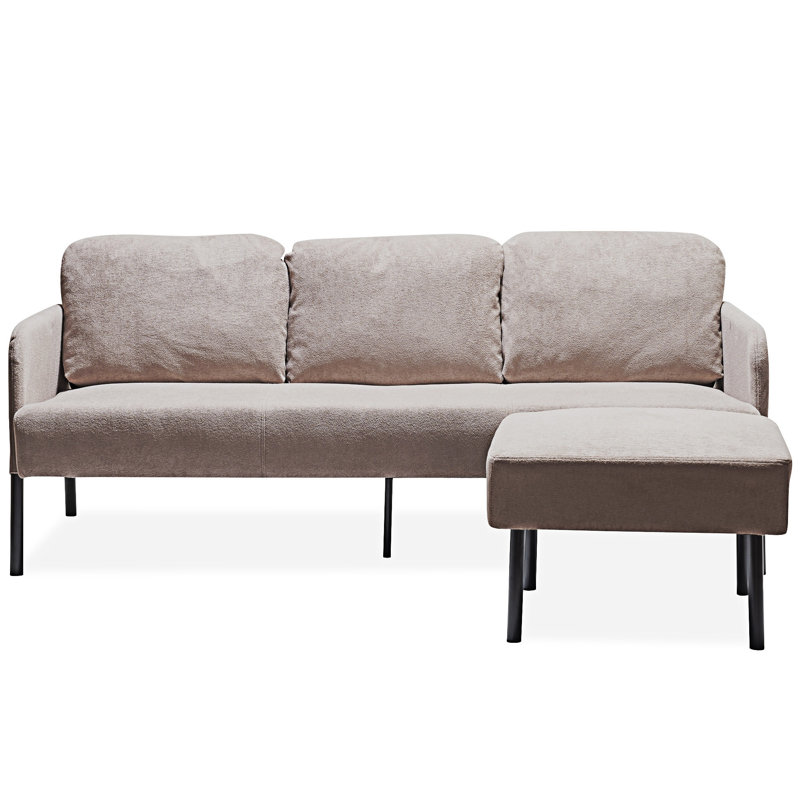 Canapé rembourré avec repose-pieds, H 29,15 po x l 53,8 po x P 67,42 po, Polyester beige