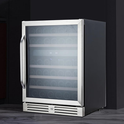 24"" Dual Zone 46-Bottle Wine Cooler Refrigerator, Built-In Wine Fridge With Digital Temperature Control, Double-Layer Tempered Glass Door With Lock, S -  Ophelia & Co., F2EB491751D04AF3885AFA393A5714F6