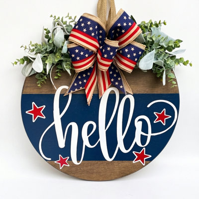 Panneau de porte 11,8 "patriotique avec nœud pour décor du 4 juillet