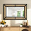 Ensemble de 2 consoles en bois noir et miroir mural en rotin Brandy 2 pièces Adelin