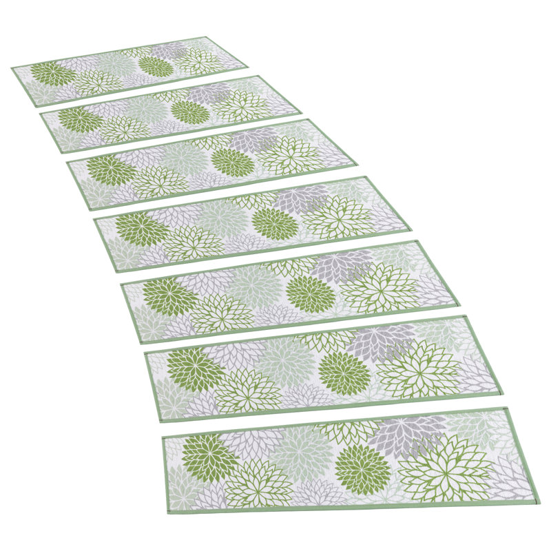 Tapis d'escalier intérieur antidérapant, Vert / Gris
