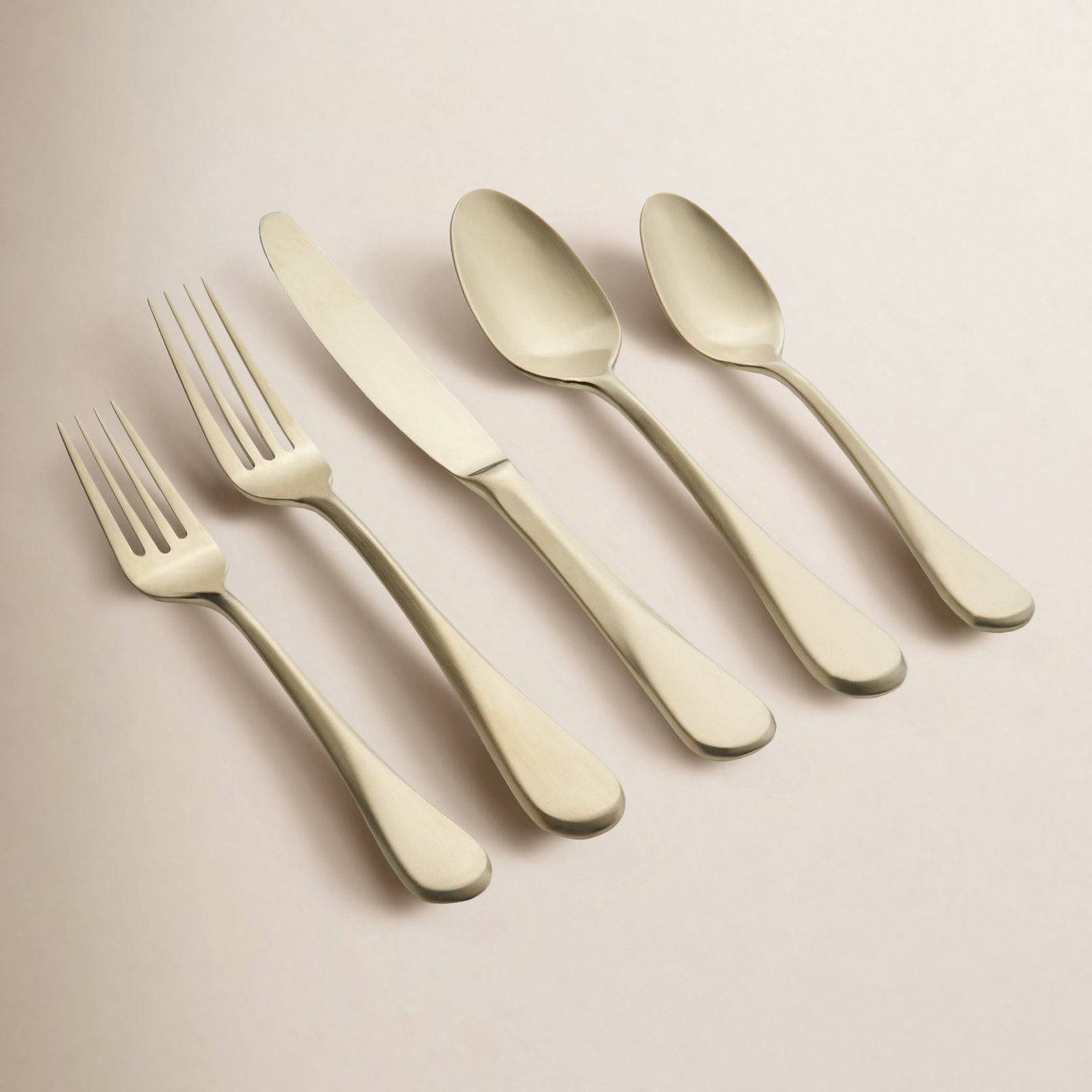 Idaia Stainless Steel Flatware - Set of 20, Champagne Satin