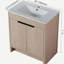 Coiffeuse indépendante de 30 pouces avec lavabo en céramique blanche et 2 portes d'armoire à fermeture en douceur