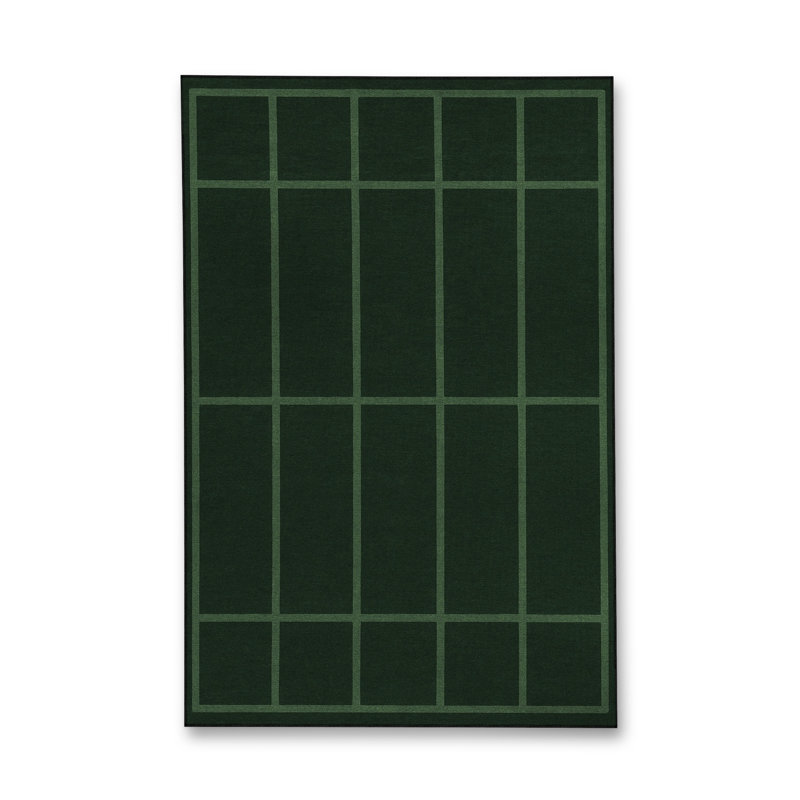 Tapis vert tissé à rayures Mosso, 2'6" x 9'10"