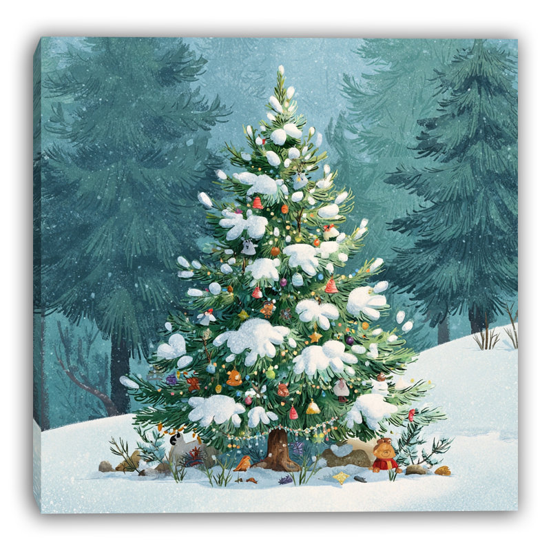«Snowy Evergreen», art mural sur toile tendue, H 20 po x l 20 po