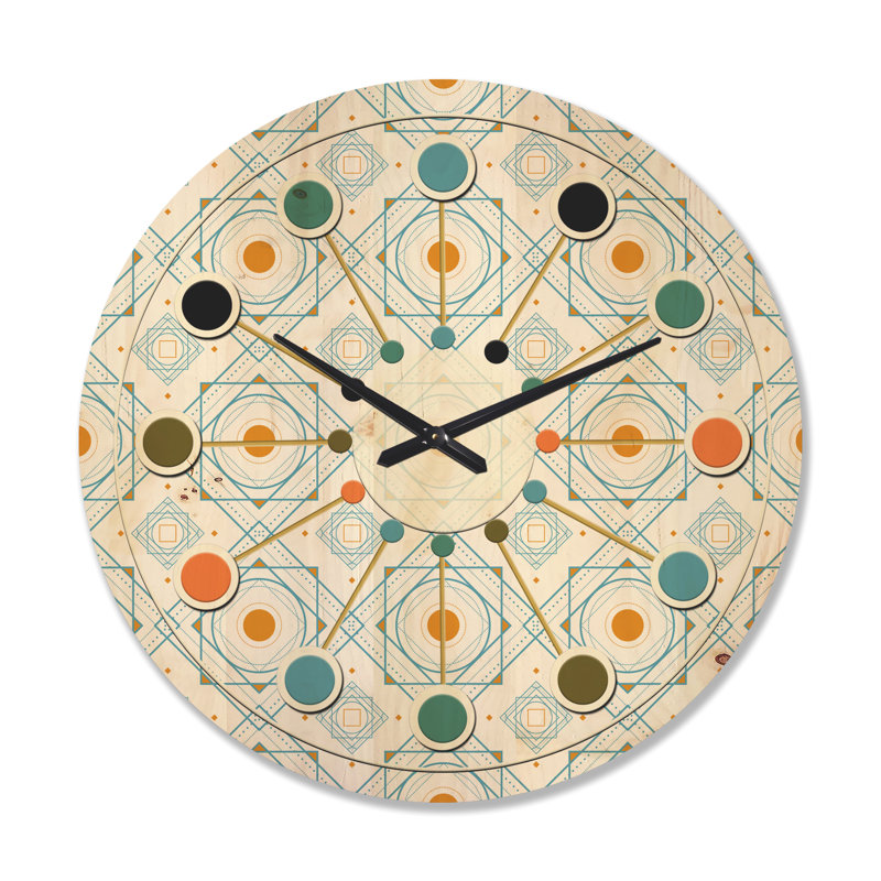 Horloge murale rétro Mid-Century en orange et bluye, Grand