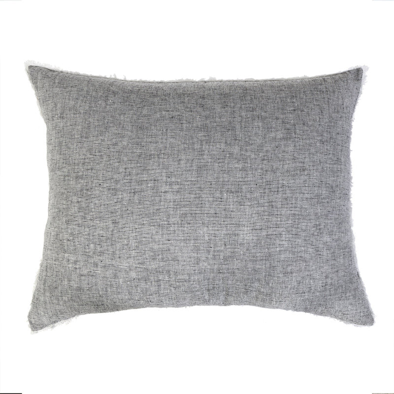 Grand coussin avec insert 100% lin Logan, Gris anthracite, Mélange de duvet
