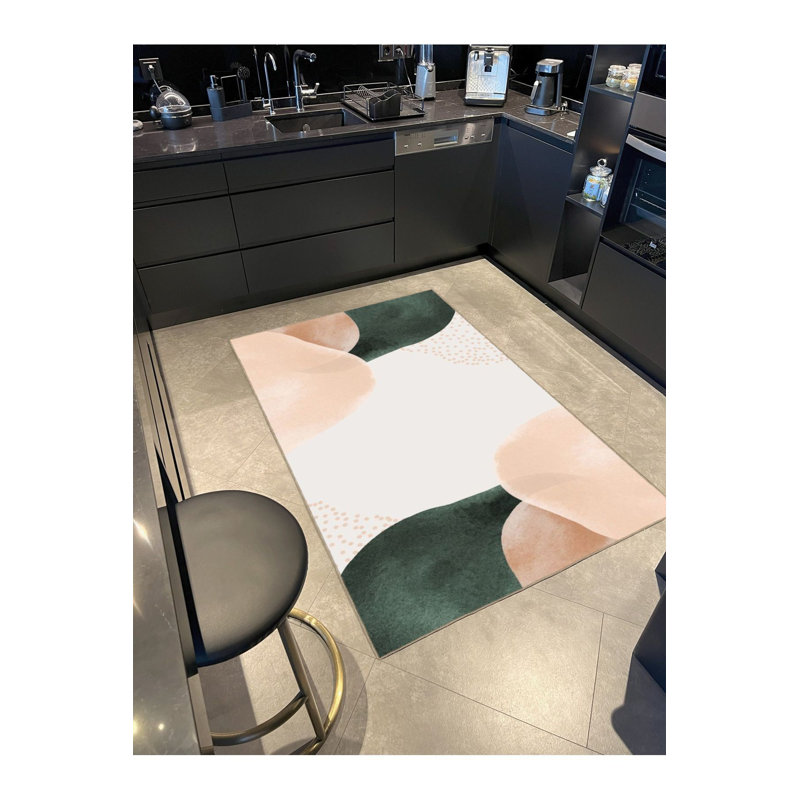 Abstract Colored Modern Patterned Woven Base Washable Rug, Rectangle 5'1" x 7'7" Rug Pad Included