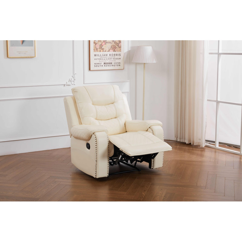 Fauteuil inclinable standard en similicuir 40 po Adele, Beige