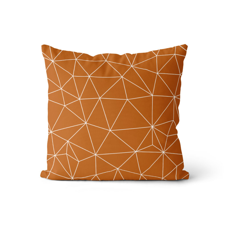 Coussin 18 x 18 orange brûlé, Orange/Blanc