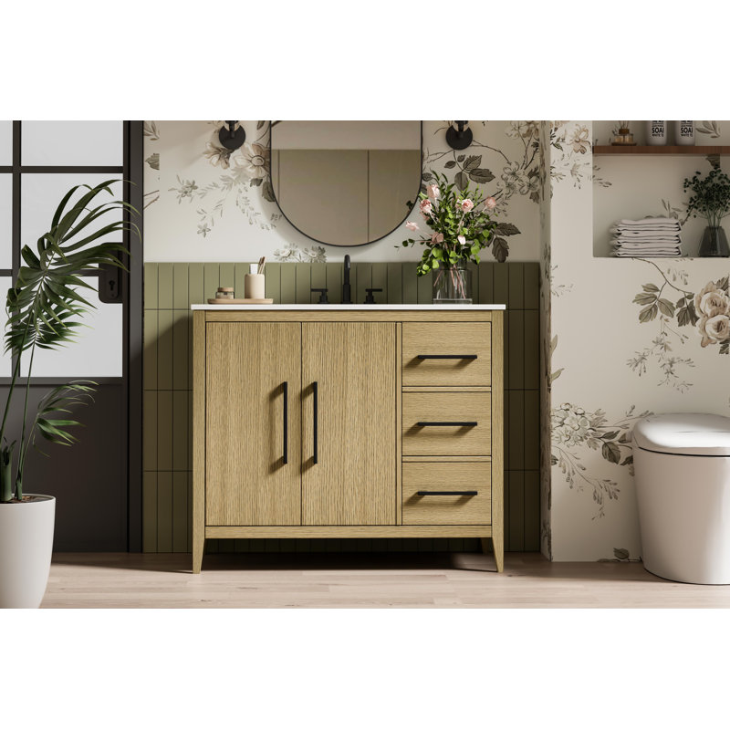 Meuble-lavabo simple 42 po, Brun miel