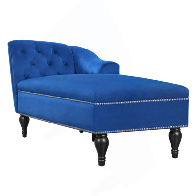 58'' Velvet Chaise Lounge, Button Tufted Right Arm Facing Lounge Chair With Nailhead Trim & Solid Wood Legs For Living Room Or Office, Sleeper Lounge Sofa