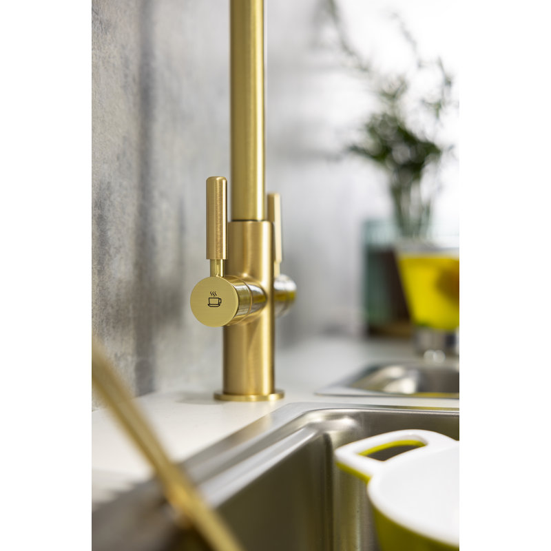 Abode Hemista Slimline 3-in-1 Hot Water Tap, Brushed Brass
