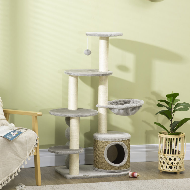 Pawhut Kratzbaum Katzenbaum mit Katzenhöhle, Kletterbaum mit Hängematte ... - Kratzbaum+Katzenbaum+mit+Katzenh%C3%B6hle%2C+Kletterbaum+mit+H%C3%A4ngematte+Katzenm%C3%B6bel