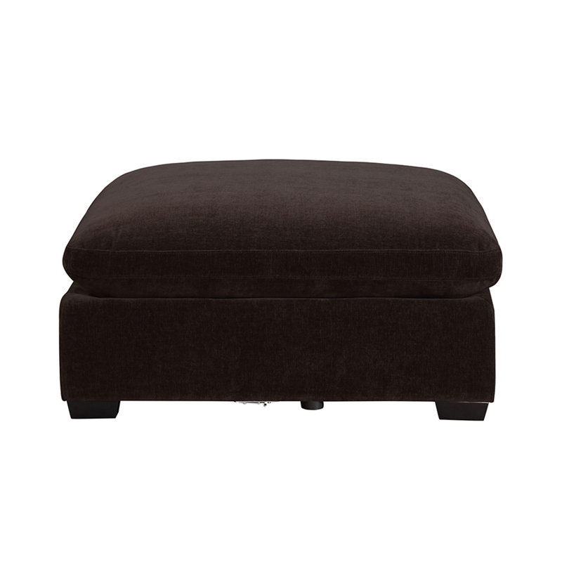 Repose-pieds rectangulaire rembourré en tissu, chocolat noir