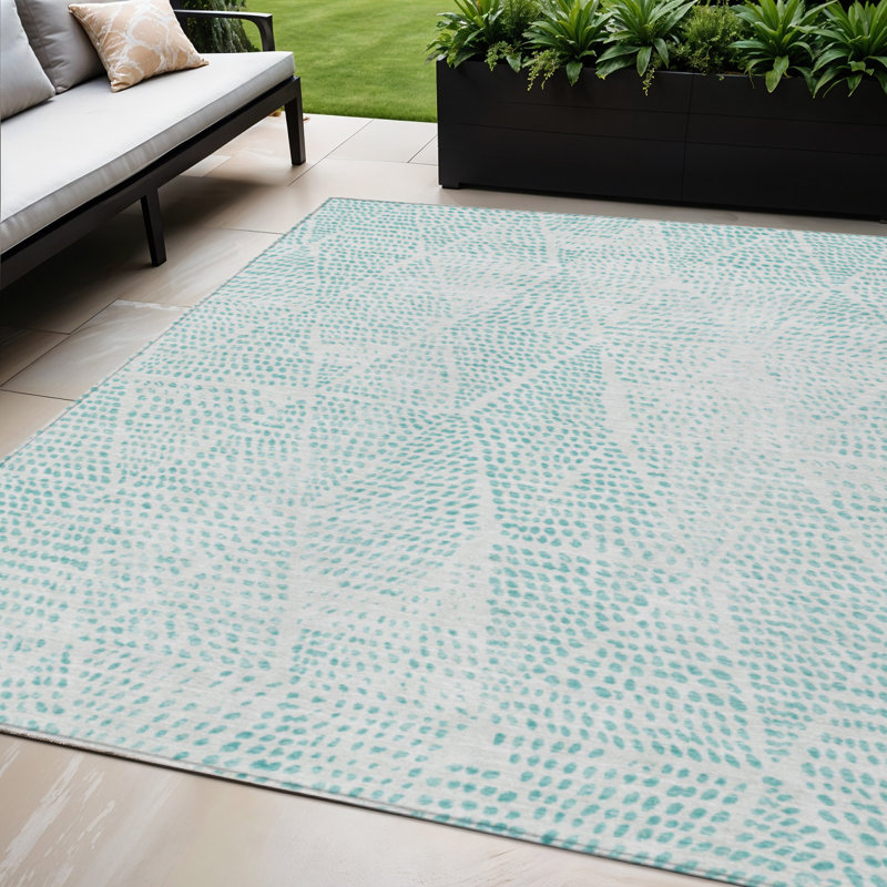 Tapis intérieur lavable à motif géométrique ivoire 5 pi x 8 pi