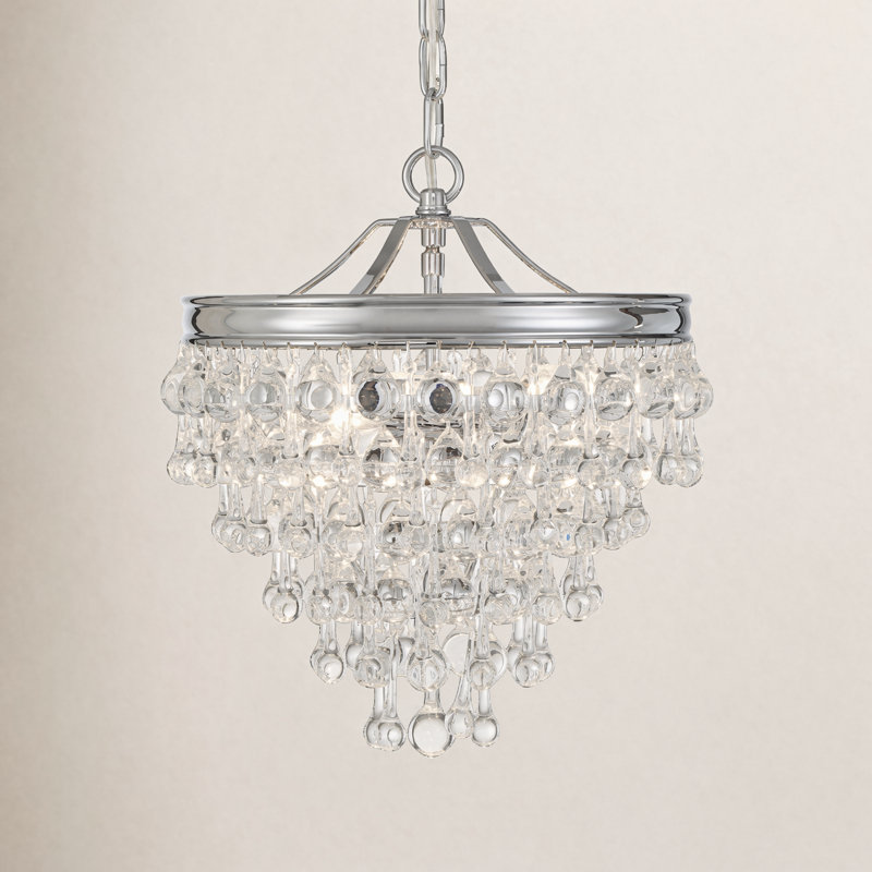 Luminaire suspendu à 3 lumières avec accents en cristal Omalley, Chrome