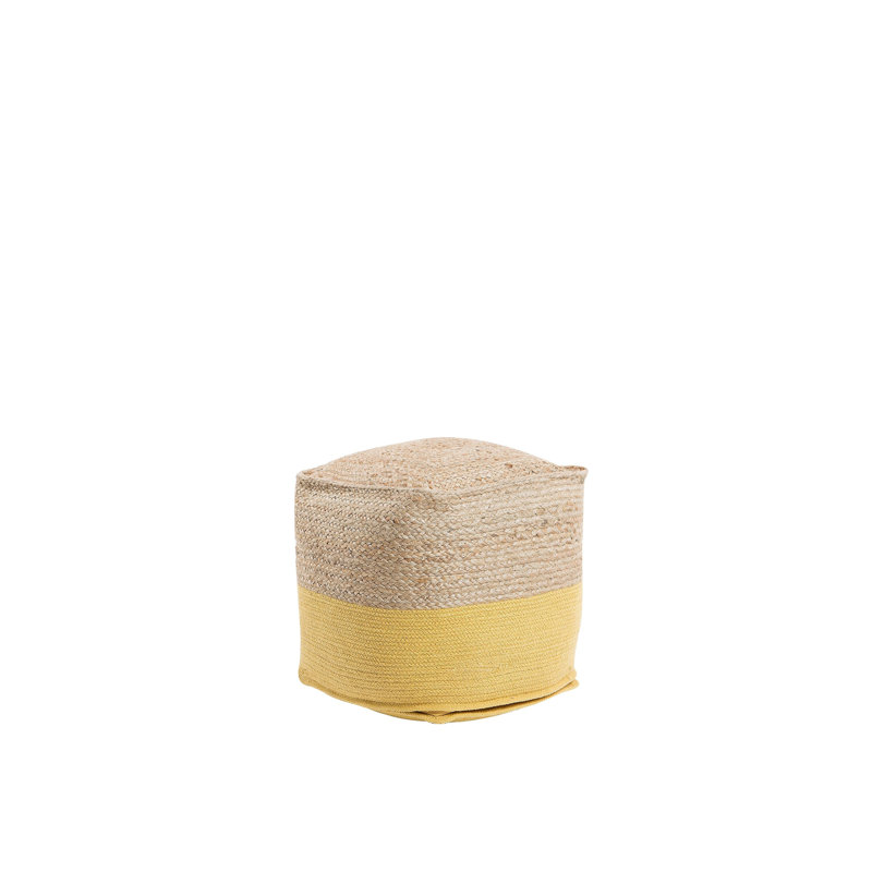 Arkose 44cm Wide Square Pouf Ottoman, Yellow