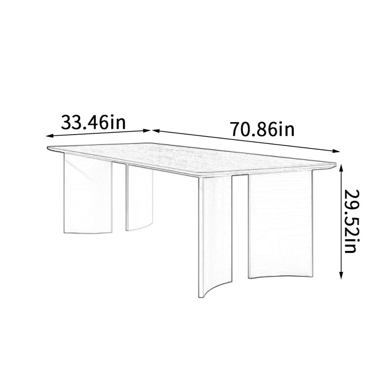 Table rectangulaire moderne en bois massif rouge et noir, H 29,52 po x L 70,86 po x l 33,46 po