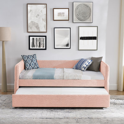 Lit de jour avec canapé-lit tapissier capitonné Popup, taille simple, tissu Boucle