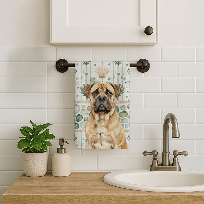 Bullmastiff Coastal Sea Glass Kitchen Towel, Bullmastiff