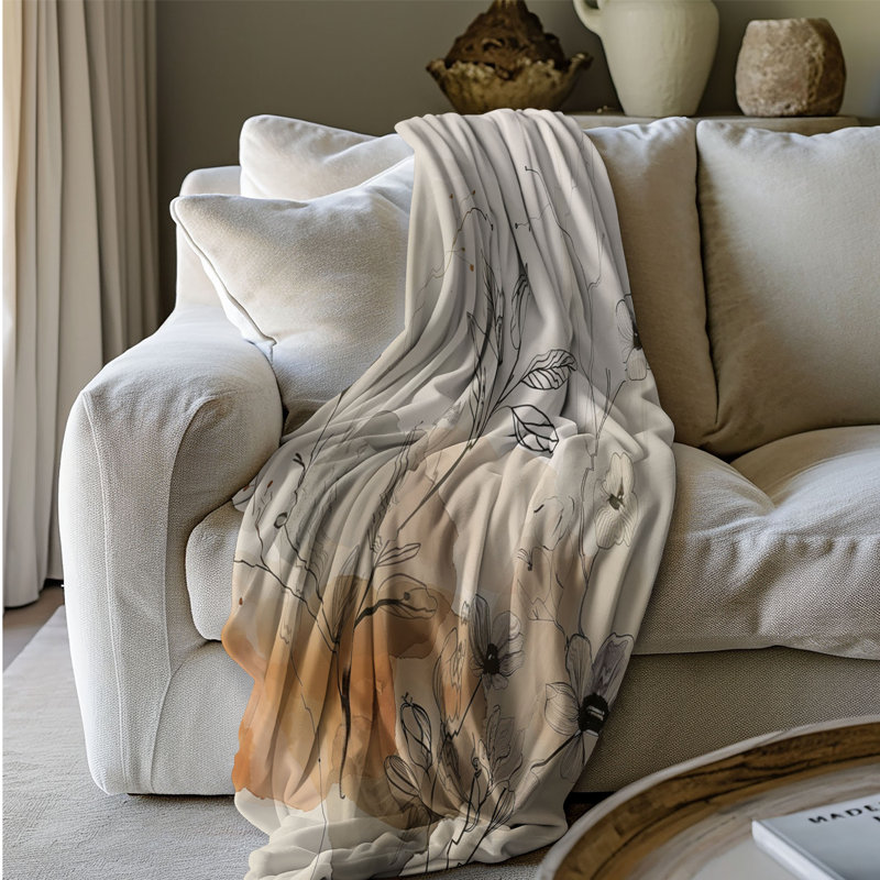 Wabi Sabi Floral Art - 1 pièce Sherpa Premium, Grand lit