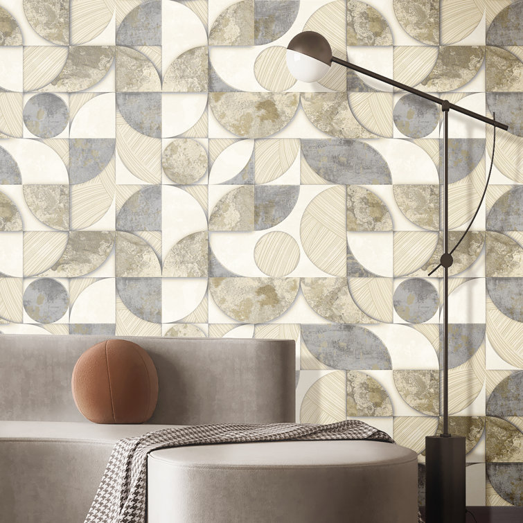 Stratum Geometrico Design Metallic Texture 33' L x 42" W Wallpaper Roll