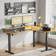 Meachie 63" Adjustable L Shaped Computer Standing Desk with 3 Drawers & Power Outlets & LED Lights