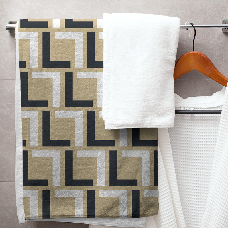 Bath Towel, Old Gold/Black/White