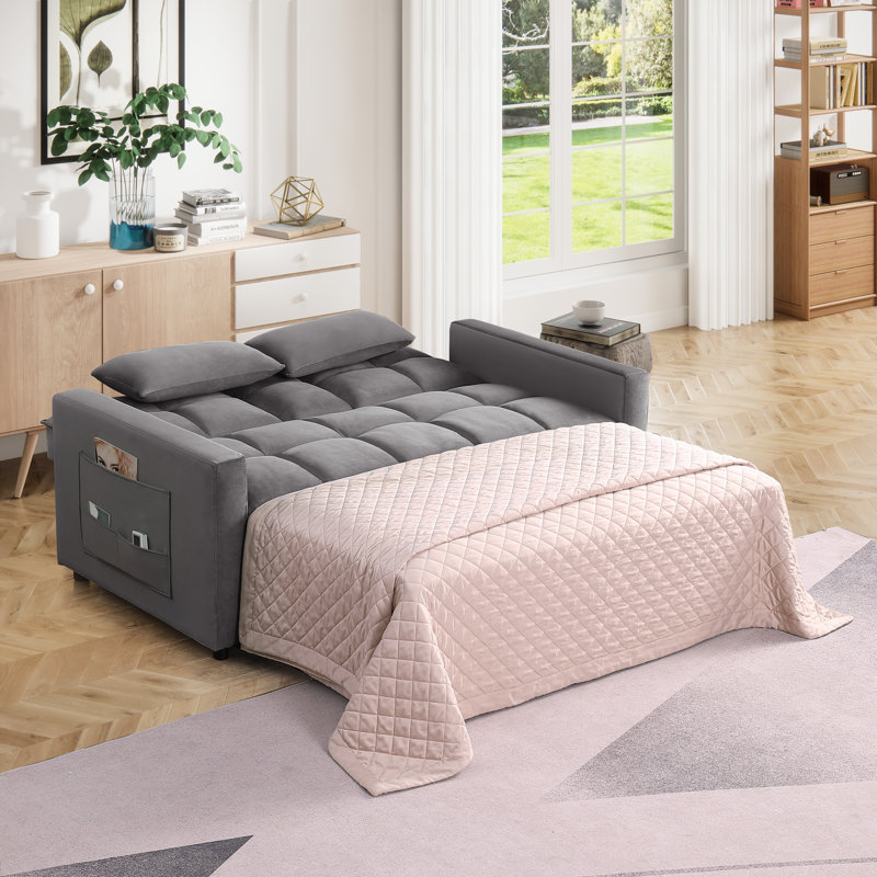 66.25'' Velvet Sofa, Gray
