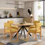 Chaises de salle à manger modernes en bois (ensemble de 2), chaises rembourrées en tissu de lin avec structure en bois massif et assise rembourrée-760085878
