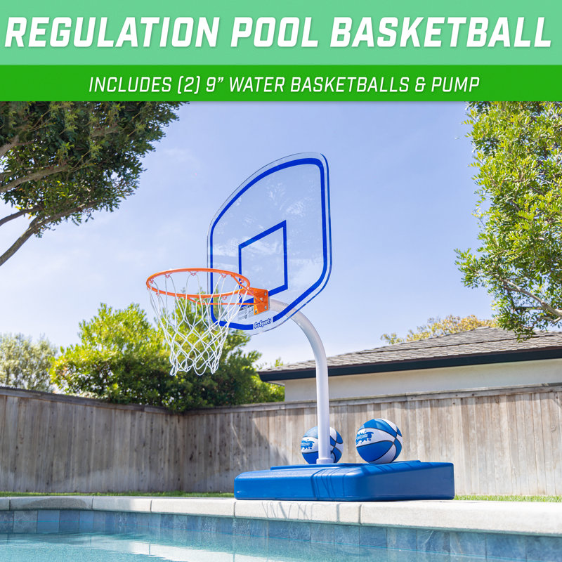 Panneau de dosseret en acrylique de qualité supérieure Gosports ELITE avec base lestée - Jeu de basketball pour piscine creusée