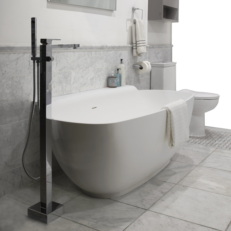 Sottile 62.38'' L Freestanding Soaking Bathtub, Matte White