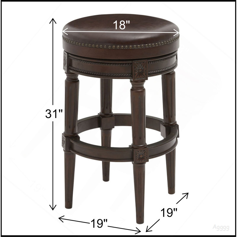 31 po Tabouret de bar pivotant en bois sans dossier à hauteur de bar, 1 pièce