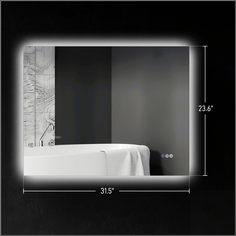 Élégant miroir de salle de bain à DEL avec antibuée, mémoire et température de couleur réglable pour une expérience de salle de bain luxueuse.