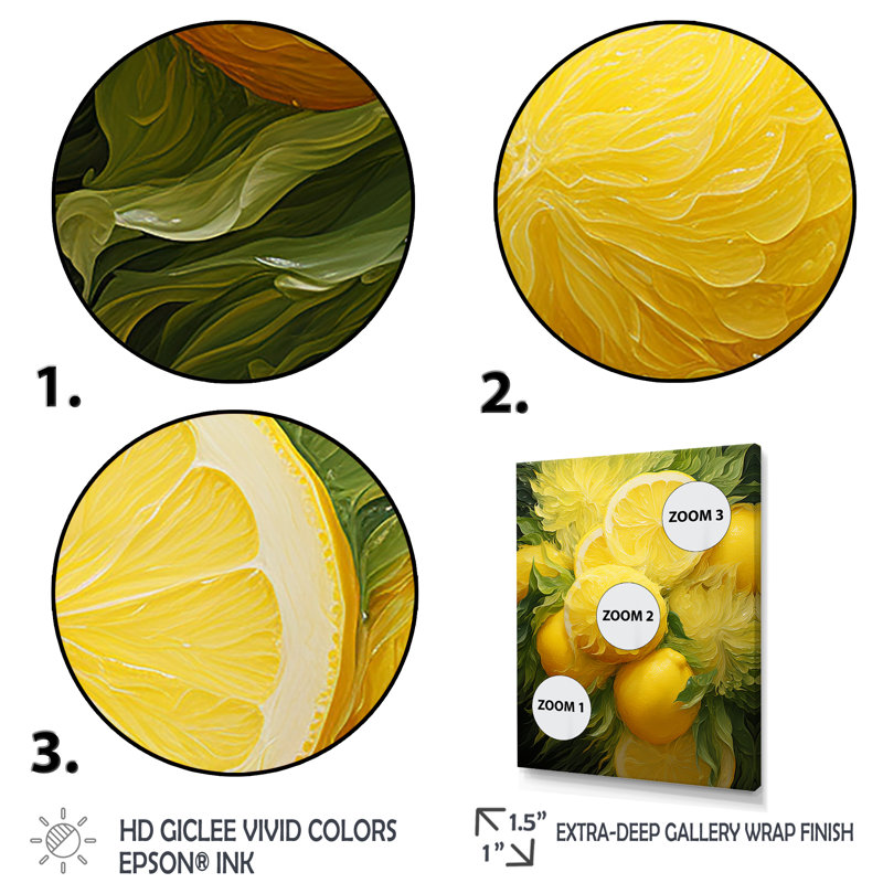 Citron agrume sérénité IV - fruits, art mural, H 32 po x l 24 po x P 1 po