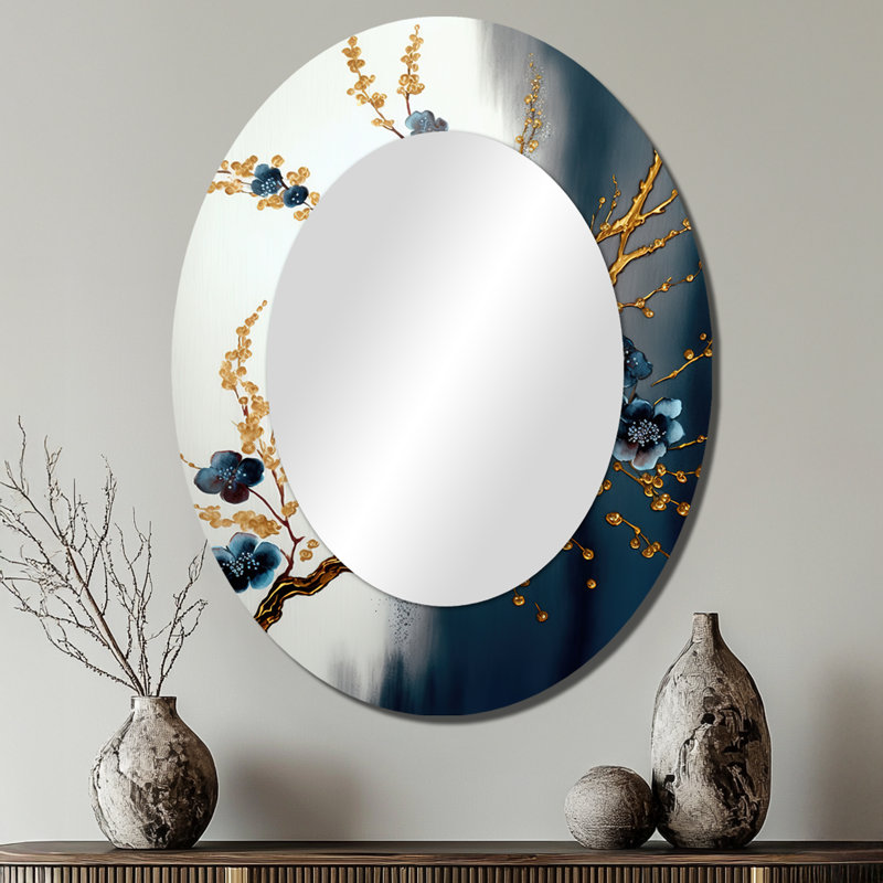 Miroir mural ovale Blue Cherry Blossom, 40 po x 30 po