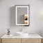 Armoire de salle de bain avec miroir à DEL, anti-buée, imperméable, armoire de salle de bain lumineuse à porte simple 3000K ~ 6000K avec interrupteur tactile, à intensité variable, encastrée ou à fixation en surface